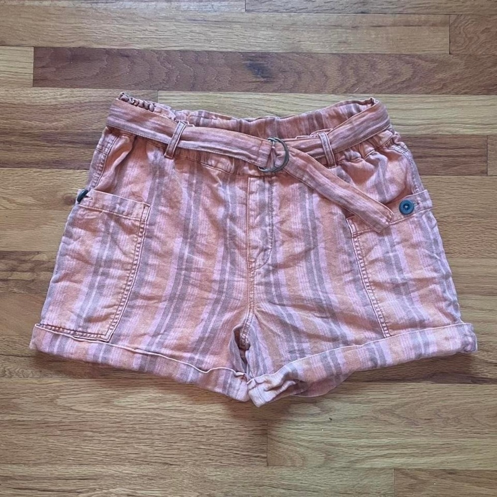 Boho Orange Striped Belted Shorts Hei Hei By Free People Retro Beach Hike Size S